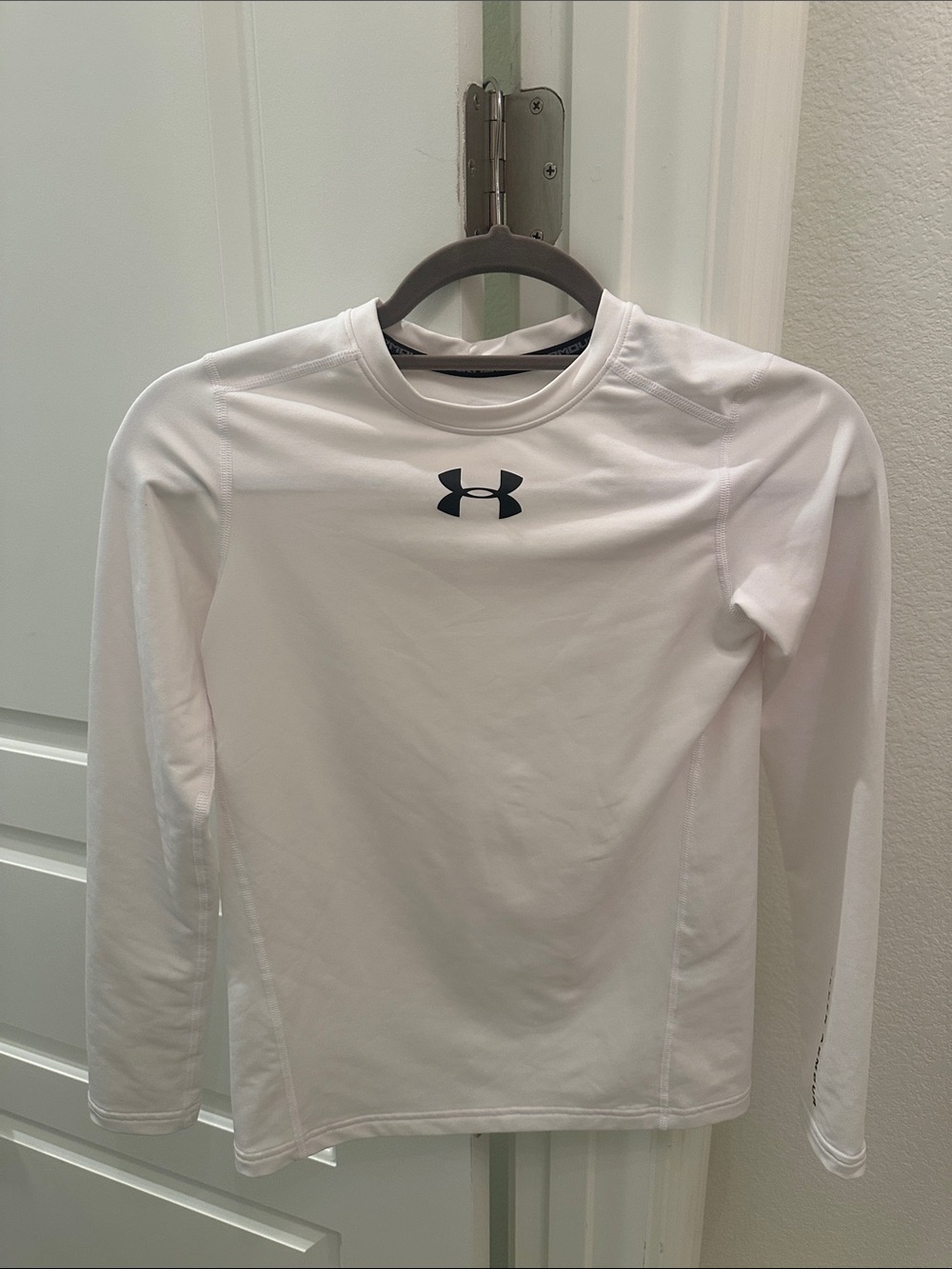 Under Armour White Long Sleeve Tee with Black Logo